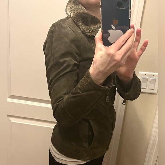 Winter Leather jacket, size 2XS, 2TP extra small, military green colour. - Picture 10 of 11